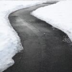 Winding,Pedestrian,Sidewalk,With,Snow,Removed,,Maintenance,Of,Slippery,Surface
