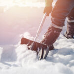 City,Service,Cleaning,Snow,Winter,With,Shovel,After,Snowstorm,Yard.