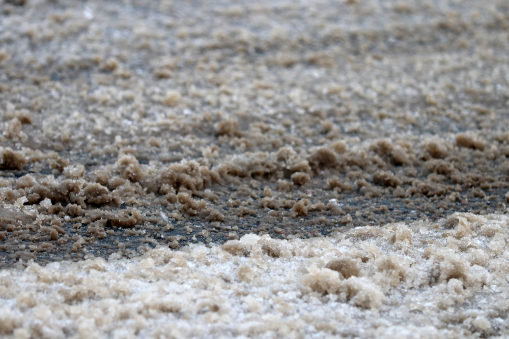 Magnesium,And,Sodium,Chlorides,,Sand,On,The,Winter,Road